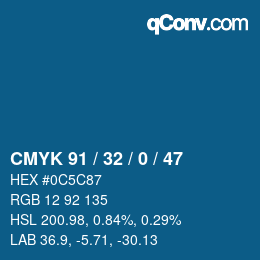 颜色代码: CMYK 91 / 32 / 0 / 47 | qconv.com