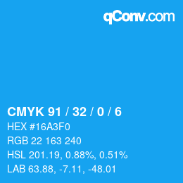 Color code: CMYK 91 / 32 / 0 / 6 | qconv.com