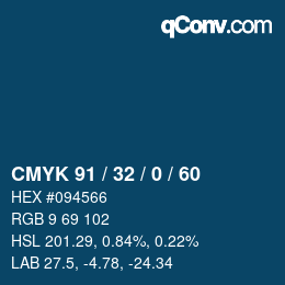 颜色代码: CMYK 91 / 32 / 0 / 60 | qconv.com