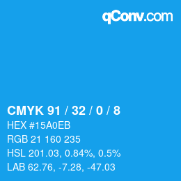 カラーコード: CMYK 91 / 32 / 0 / 8 | qconv.com