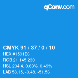 Code couleur: CMYK 91 / 37 / 0 / 10 | qconv.com