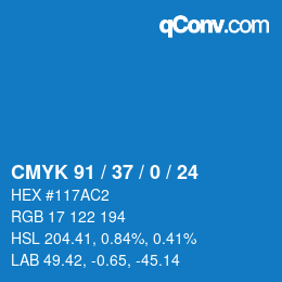 カラーコード: CMYK 91 / 37 / 0 / 24 | qconv.com
