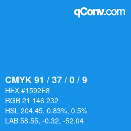 カラーコード: CMYK 91 / 37 / 0 / 9 | qconv.com