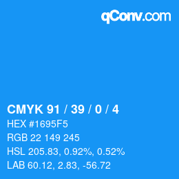 Color code: CMYK 91 / 39 / 0 / 4 | qconv.com