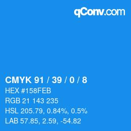 カラーコード: CMYK 91 / 39 / 0 / 8 | qconv.com