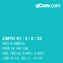 カラーコード: CMYK 91 / 3 / 0 / 23 | qconv.com