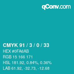 Color code: CMYK 91 / 3 / 0 / 33 | qconv.com