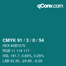 Color code: CMYK 91 / 3 / 0 / 54 | qconv.com