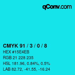 Color code: CMYK 91 / 3 / 0 / 8 | qconv.com