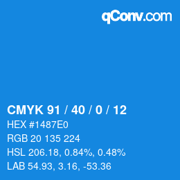 颜色代码: CMYK 91 / 40 / 0 / 12 | qconv.com
