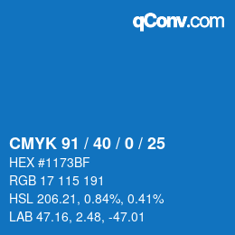 颜色代码: CMYK 91 / 40 / 0 / 25 | qconv.com