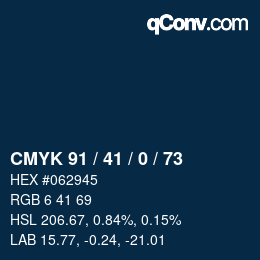 カラーコード: CMYK 91 / 41 / 0 / 73 | qconv.com