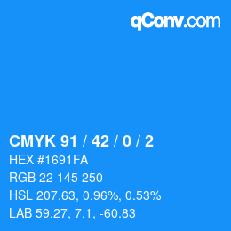 カラーコード: CMYK 91 / 42 / 0 / 2 | qconv.com
