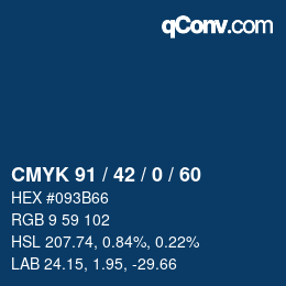 カラーコード: CMYK 91 / 42 / 0 / 60 | qconv.com