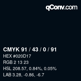 カラーコード: CMYK 91 / 43 / 0 / 91 | qconv.com