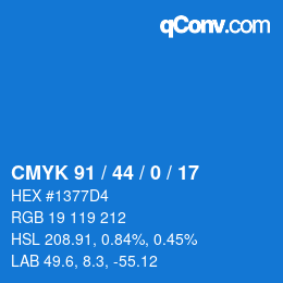 Color code: CMYK 91 / 44 / 0 / 17 | qconv.com
