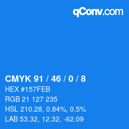 Color code: CMYK 91 / 46 / 0 / 8 | qconv.com