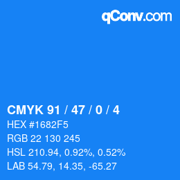Color code: CMYK 91 / 47 / 0 / 4 | qconv.com