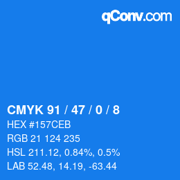 Color code: CMYK 91 / 47 / 0 / 8 | qconv.com