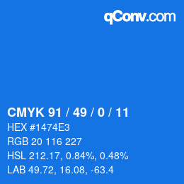 カラーコード: CMYK 91 / 49 / 0 / 11 | qconv.com