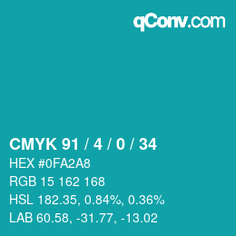 Color code: CMYK 91 / 4 / 0 / 34 | qconv.com