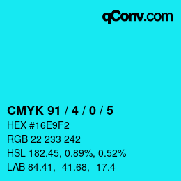 カラーコード: CMYK 91 / 4 / 0 / 5 | qconv.com