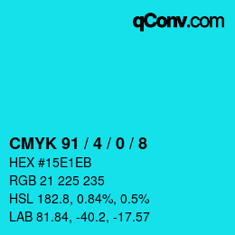 Farbcode: CMYK 91 / 4 / 0 / 8 | qconv.com