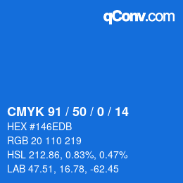 颜色代码: CMYK 91 / 50 / 0 / 14 | qconv.com