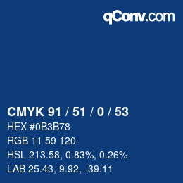 颜色代码: CMYK 91 / 51 / 0 / 53 | qconv.com