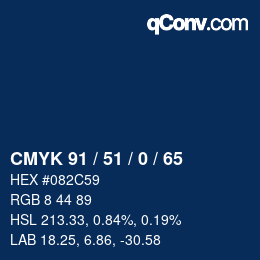 Color code: CMYK 91 / 51 / 0 / 65 | qconv.com
