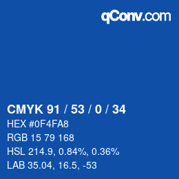 Color code: CMYK 91 / 53 / 0 / 34 | qconv.com