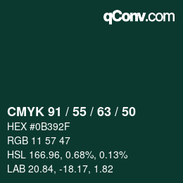 Color code: CMYK 91 / 55 / 63 / 50 | qconv.com