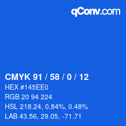 カラーコード: CMYK 91 / 58 / 0 / 12 | qconv.com