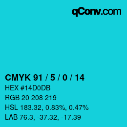Color code: CMYK 91 / 5 / 0 / 14 | qconv.com