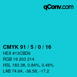 Color code: CMYK 91 / 5 / 0 / 16 | qconv.com