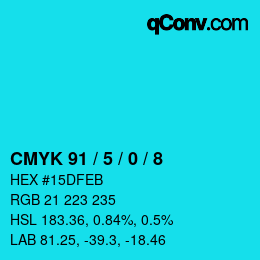 カラーコード: CMYK 91 / 5 / 0 / 8 | qconv.com