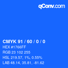 カラーコード: CMYK 91 / 60 / 0 / 0 | qconv.com