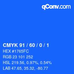 カラーコード: CMYK 91 / 60 / 0 / 1 | qconv.com