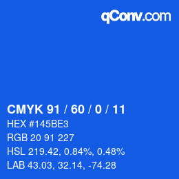 カラーコード: CMYK 91 / 60 / 0 / 11 | qconv.com