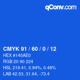 颜色代码: CMYK 91 / 60 / 0 / 12 | qconv.com