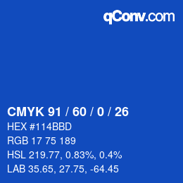 カラーコード: CMYK 91 / 60 / 0 / 26 | qconv.com