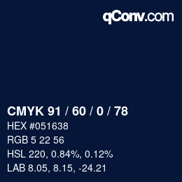 カラーコード: CMYK 91 / 60 / 0 / 78 | qconv.com
