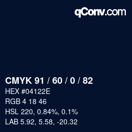 颜色代码: CMYK 91 / 60 / 0 / 82 | qconv.com