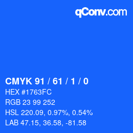 カラーコード: CMYK 91 / 61 / 1 / 0 | qconv.com