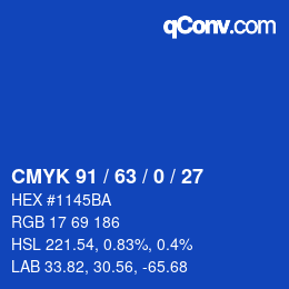 Color code: CMYK 91 / 63 / 0 / 27 | qconv.com
