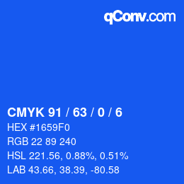 颜色代码: CMYK 91 / 63 / 0 / 6 | qconv.com