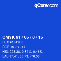 カラーコード: CMYK 91 / 66 / 0 / 16 | qconv.com