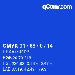 Farbcode: CMYK 91 / 68 / 0 / 14 | qconv.com