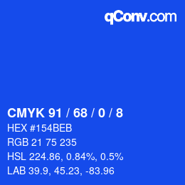 カラーコード: CMYK 91 / 68 / 0 / 8 | qconv.com