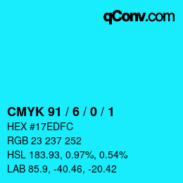 カラーコード: CMYK 91 / 6 / 0 / 1 | qconv.com